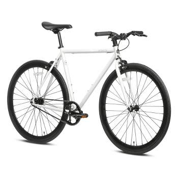 AVASTA BA9002WF-12 700C 47 Inch Single Speed Loop Fixed Gear Urban Commuter Fixie Bike with High-TEN Steel Frame for Adults 4' 10" to 5' 1", White