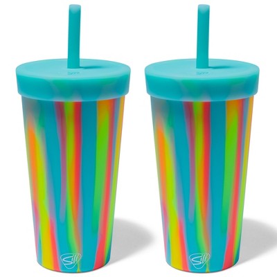 Silipint: Silicone 22oz Straw Tumblers: 2 Pack Sugar Rush - Unbreakable Cup