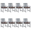 vidaXL Patio Chair Set of 8 Gray Solid acacia wood Standard Durable - 2 of 4