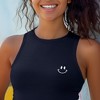 Dalix Smile Face Rib Crop Muscle Tank Cute Womens - 4 of 4