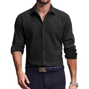 COOFANDY Men's Dress Shirts Long Sleeve Casual Button Down Shirt Solid Regular  Fit Formal Business Shirts : Target