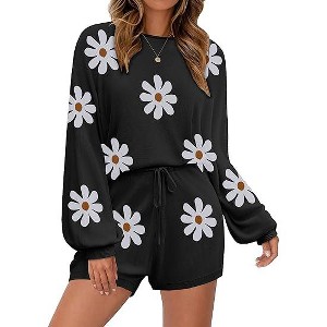 Ekouaer Knit Pajamas Set for Women Lounge Wear Sets Long Sleeve Sweatsuit Matching 2 Piece Outfits Casual Sweater Sets - 1 of 4