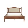 Queen Size Wooden Platform Bed with Natural Rattan Headboard - 3 of 4