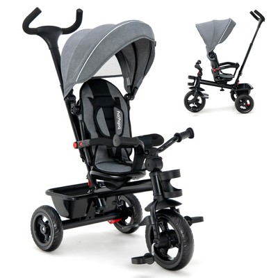 Image of Costway 4-in-1 Baby Tricycle Toddler Trike w/ Convertible Seat Grey