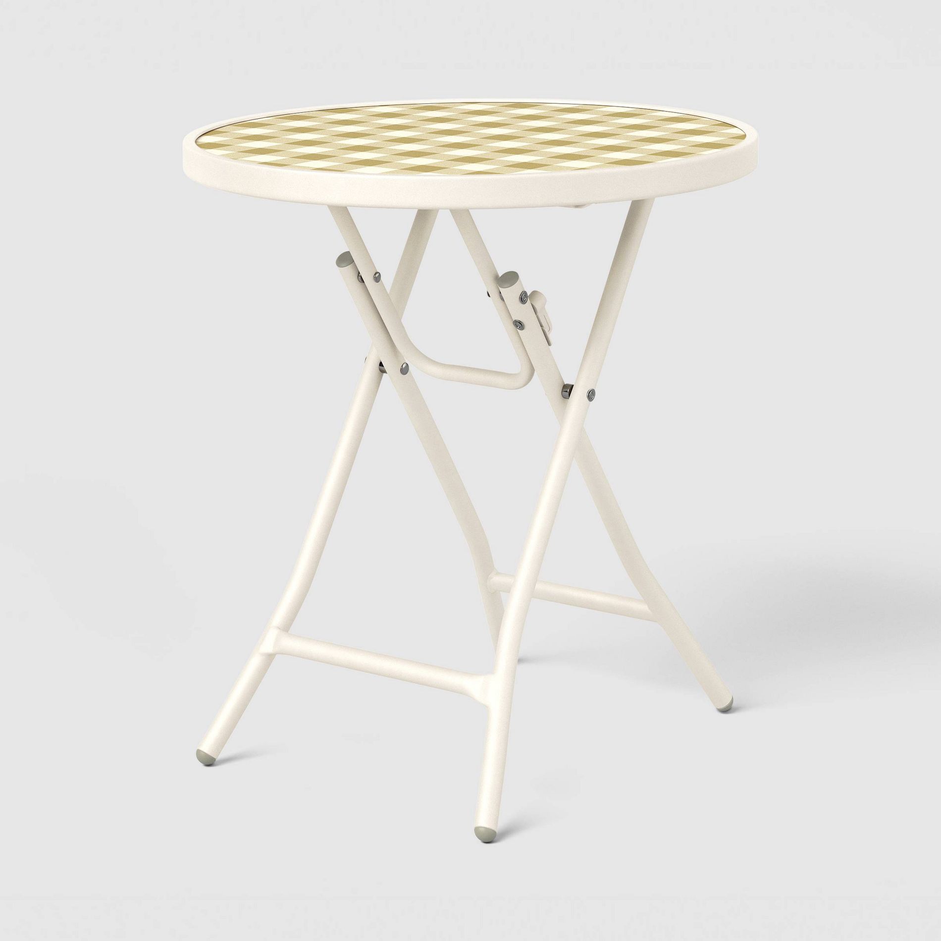 Tempered Printed Glass Round Accent Patio End Table - Room Essentials™