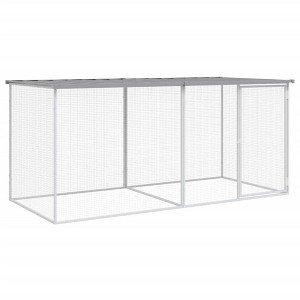 vidaXL Chicken Cage Light Grey Galvanized Steel Large Durable - 1 of 4