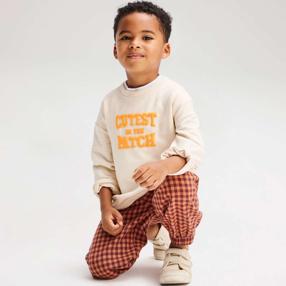 Toddler Boys' 'Cutest in the Patch' Crewneck Shirt - Cat & Jack™ Cream 3T