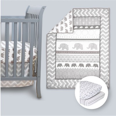 The Peanutshell Elephant Walk Grey Crib Bedding Set, 4pc to 12 Pc