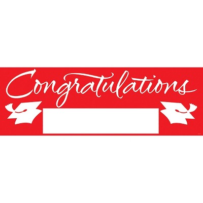 Red Congratulations Graduation Party Banner