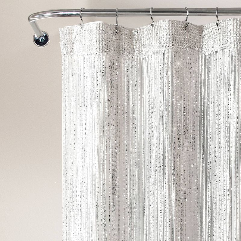 72&#34;x72&#34; Night Sky String Thread with Peva Lining Shower Curtain White - Lush D&#233;cor, 4 of 8