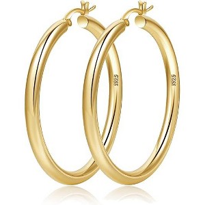 4mm Thick Gold/Silver Hoop Earrings - Hollow Tube Design, Hypoallergenic & Lightweight (20-60mm Sizes) - 1 of 4