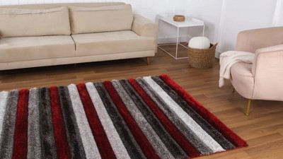 Gray Geometric 5' x 7' Shag Area Rug