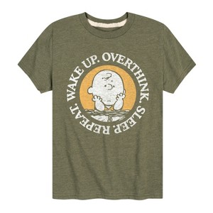 Boys' - Peanuts - Wake Up Overthink Sleep Repeat Short Sleeve Graphic T-Shirt - 1 of 4