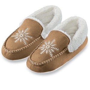 Collections Etc Snowflake Embroidered Slippers - 1 of 4