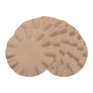 REGALWOVEN Farmhouse Placemats Set of 6 Placemats with Wavy Edge for Dining Table Decor Indoor Outdoor Washable Kitchen Table Mat - 1 of 4