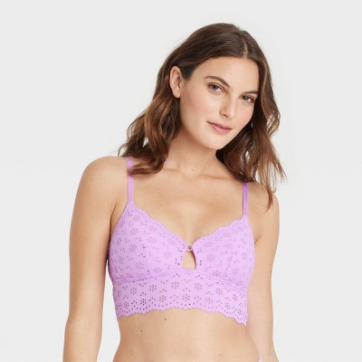 Women's Eyelet Bralette - Colsie™ Light Violet M