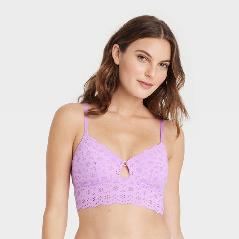 Women's Eyelet Bralette - Colsie™ Light Violet XL