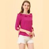 Allegra K Women's Vintage 3/4 Sleeve Boat Neck Ruffled Dots Print Blouse - 2 of 4