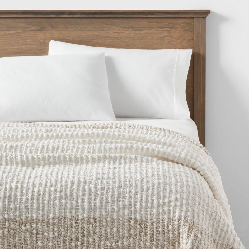 Chunky Woven Color Block Bed Throw White/Natural - Threshold&#8482;, 3 of 5