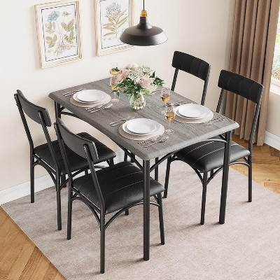 Coucheta 5-Piece Dining Set for Small Spaces with Upholstered Chairs, Sturdy Metal Frame & Space-Saving Design