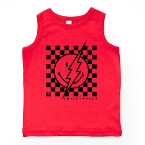 The Juniper Shop SmileyWorld Checkered Lightning Distressed Youth Tank Top - 1 of 4