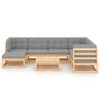vidaXL Patio Furniture Set 8 Piece Outdoor Sectional Sofa Solid Wood Pine - Natural With Cushions - 3 of 4