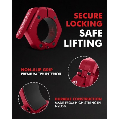 Magnetic Barbell Clamps, 2 Inch Olympic Barbell Clips with Anti Slip TPR Lining and Quick Release for Home and Gym Use
