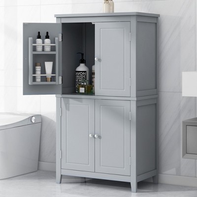 Bathroom Floor Storage Cabinet Adjustable Shelves