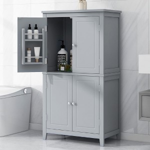 Bathroom Floor Storage Cabinet Adjustable Shelves - 1 of 4