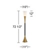 Possini Euro Design Piazza Modern Torchiere Floor Lamp 72 1/2" Tall Black Brass Metal Frosted White Glass Shade for Living Room Bedroom Office House - 4 of 4
