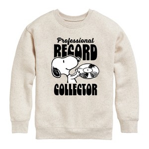 Boys' - Peanuts - Snoopy Pro Record Collector Graphic Long Sleeve Fleece Sweatshirt - 1 of 4