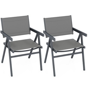 Tangkula Patio Chairs Set of 2/4 w/Breathable Fabric Seat & Tilt Backrest Comfy Armrest - 1 of 4