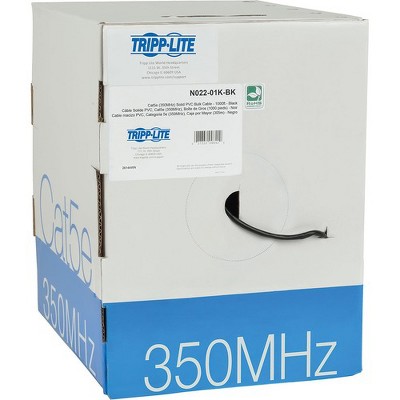 Tripp Lite 1000ft Cat5 / Cat5e Bulk Cable Solid CMR PVC 350MHz Black 1000' - Category 5e for Network Device - 1000 ft - Bare Wire - Bare Wire - Black