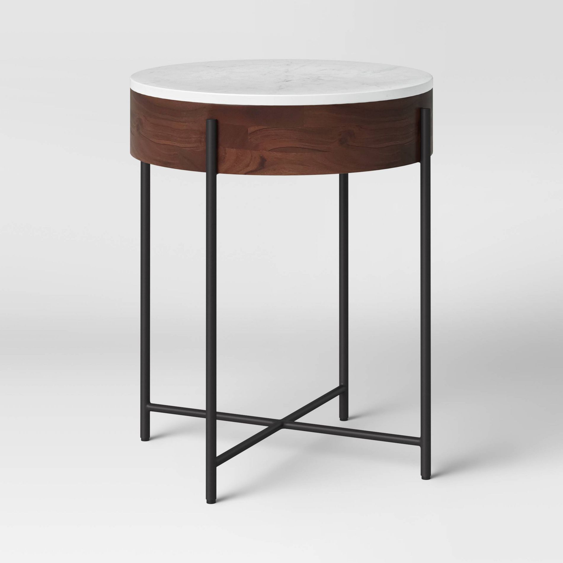 Birkdale Round Marble/Wood End Table White - Threshold™: Elegant Accent Furniture, No Assembly Required