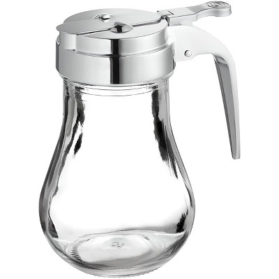 Commercial Grade Syrup Dispenser with Lid and Dispensing Thumb Lever for Home and Commercial Kitchens