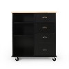 KWPZQEB Kitchen Island, Island Cart with 2 Drawers & Door, Rolling Bar Cart with 2 Shelves, Storage Cabinet, Serving Utility Carts for Dining Room - 3 of 4