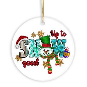 Up to Snow Good Cute Christmas Ornament with Snowman and Festive Colors| OrnamentallyYou - 1 of 4