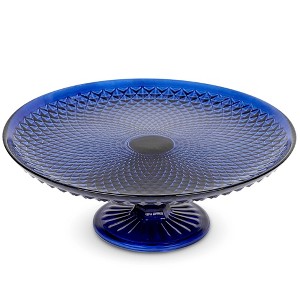 Amici Home Diamond Footed Glass Cake Stand, Round Vintage Style Cake Plate, Serving Platter for Cupcakes and Cookies, 10” D X 3.7” H - 1 of 4