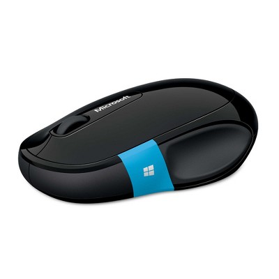 Microsoft Sculpt Comfort Wireless Mouse Black - Bluetooth Connectivity - Windows Touch Tab - 4-Way Scrolling - Scooped Right Thumb - BlueTrack Enabled