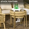 23.2'' 2 Piece Wicker Patio Table Set, PE Rattan End Table Set, Outdoor Round Coffee Table Set Yellow - 3 of 4