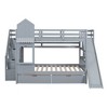 Full-Over-Full Castle Style Bunk Bed with 2 Drawers 3 Shelves and Slide - Pink - 4 of 4