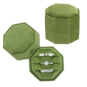 Unique Bargains Vintage Velvet Octagonal 3 Slots Jewelry Storage Boxes 2 Pcs - 1 of 4