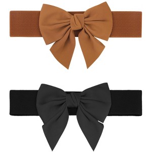 INSPIRE CHIC Women's Decoration Elastic Wide Stretch Bowknot Versatile Fashion Dress Waistband 2 Pcs - 1 of 4