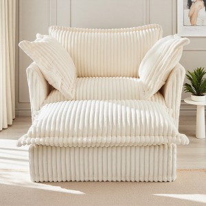 2-Piece Corduroy Armchair + Ottoman Set with Deep Seats - 1 of 4