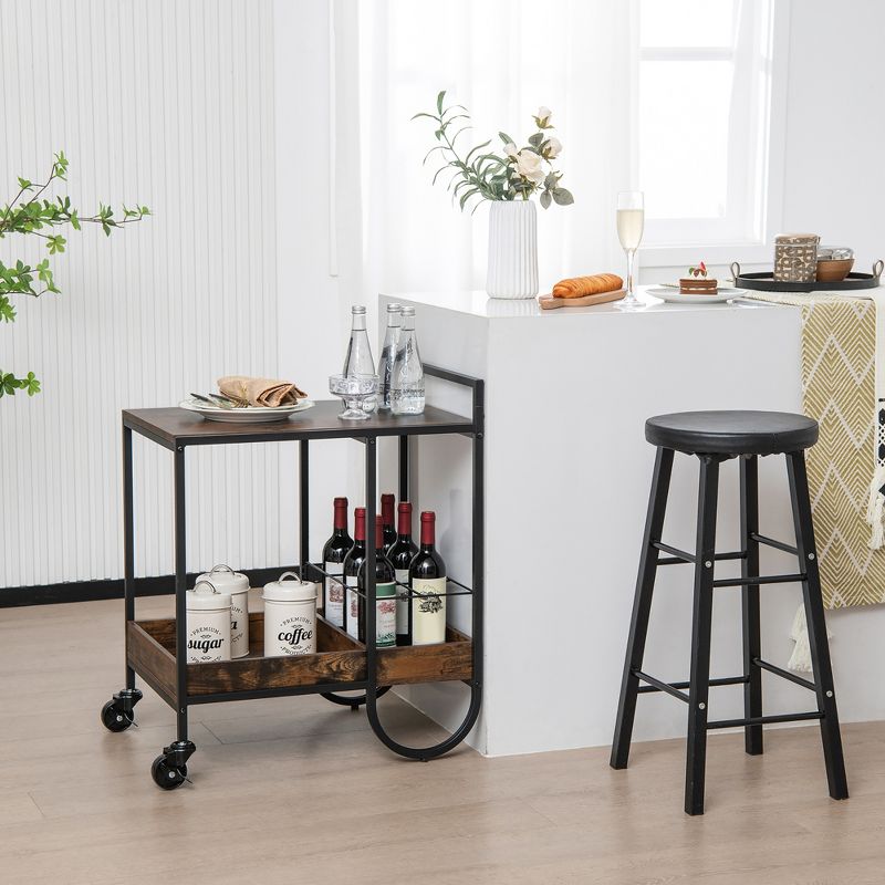 Costway Industrial Bar Cart Rolling Buffet Serving Cart with Removable Metal Wire Rack, 3 of 10