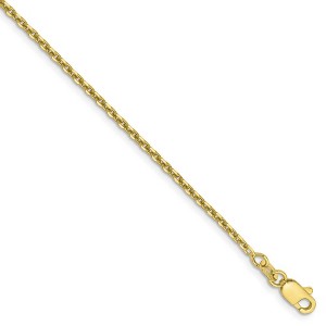 Black Bow Jewelry 1.65mm 10k Yellow Gold Solid Diamond Cut Cable Chain Anklet, 9 Inch - 1 of 4