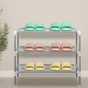 FURNIinspire Shoe Racks Simple 3 Tiers Shoe Rack Hallway Shoe Organizer Free Standing Shoe Shelf Storage for Entryway, Grey, 11"*22.8"*19" - 1 of 4