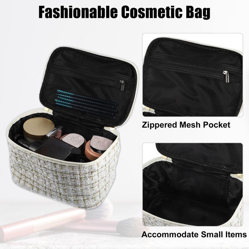 Unique Bargains Plaid Pattern Makeup Bag Cosmetic Travel Bag Woolen Large Makeup Bag for Women 1 Pc, 2 of 7