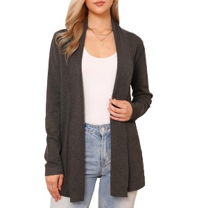 INSPIRE CHIC Women's Open Front Long Sleeve Lightweight Stretch Knit Sweater Outwear Casual Cardigans - 1 of 4
