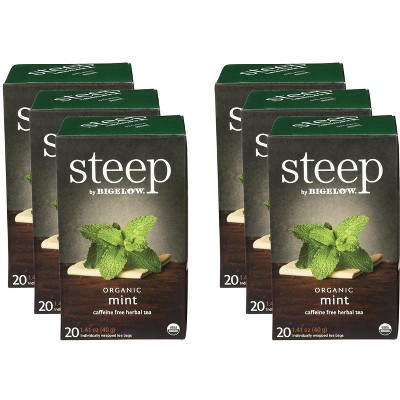 Steep by Bigelow Organic Mint Caffeine Free Herbal Tea - Case of 6 - 20 Bags